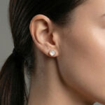 Sea Cut Mother of Pearl Stud Earring in Rose Gold - Image 2