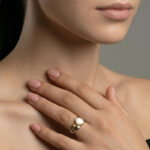 Sea Cut Rose Gold Ring with Mother of Pearl - Image 2