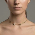 Sea Cut Choker Necklace in Rose Gold with Ū Engraved Pendant - Image 2