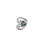 Green Agate Ear Cuff in White Gold